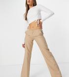 Asyou Super Low Rise Relaxed Pants In Stone-green
