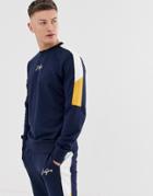 Jack & Jones Originals Color Block Crew Neck Sweat - Navy