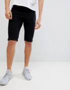 Mennace Skinny Denim Shorts In Black - Black