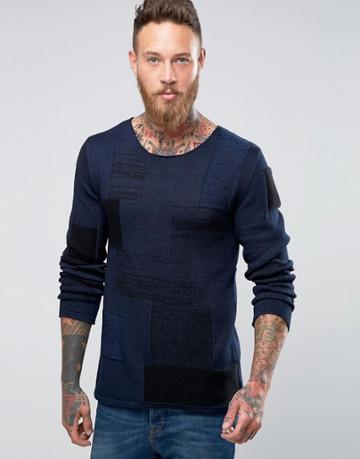 Nudie Dale Patched Sweater - Navy
