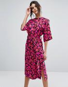 Warehouse Poppy Print Silk Column Dress - Multi