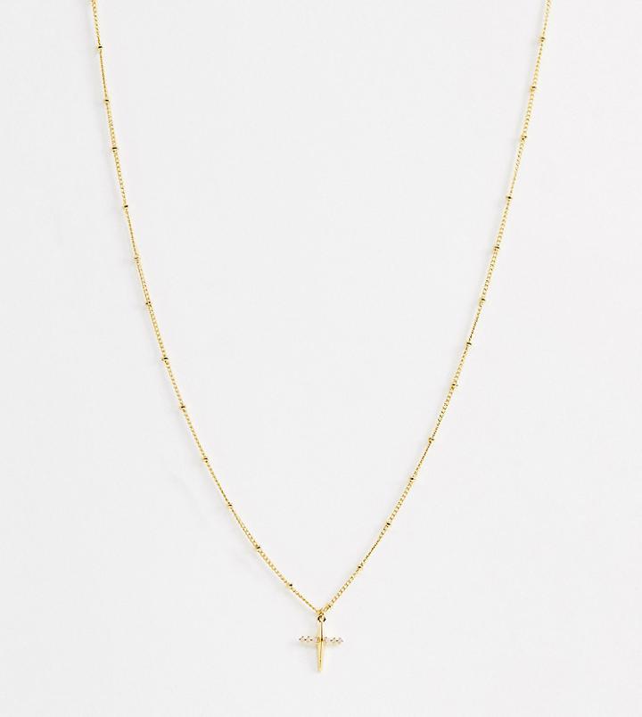 Astrid & Miyu 18k Gold Plated Mystic Drop Cross Necklace - Gold