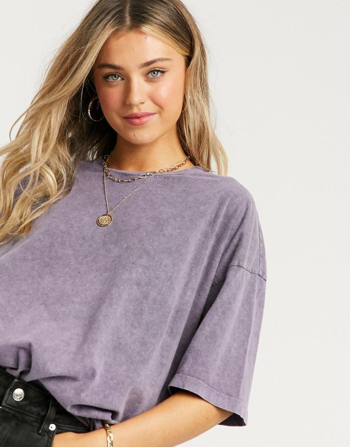Asos Design Oversized T-shirt In Tie Dye Washed Purple-grey
