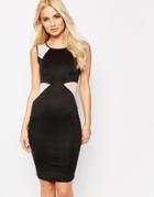 Sistaglam Yahan Midi Dress With Mesh Contour Panels