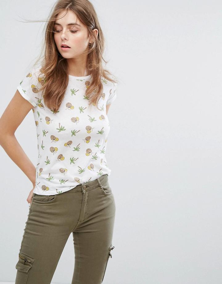Pull & Bear T-shirt With Coconut Print - White