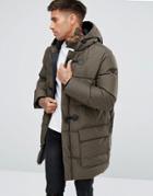 Armani Jeans Down Padded Hooded Duffle Coat Dark Green - Green