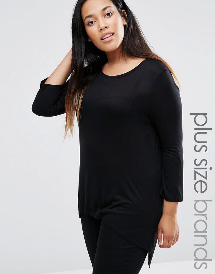 Junarose Short Sleeve Hi Lo Jersey Top - Black