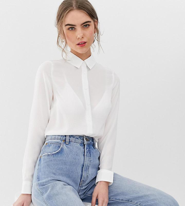 New Look Button Through Shirt In White