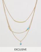 Reclaimed Vintage Multi Chain Necklace With Pendants - Gold