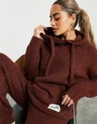 Asos Design Weekend Collective Knitted Ribbed Hoodie In Brown
