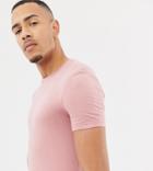 Asos Design Organic Tall Muscle Fit T-shirt With Crew Neck In Pink - Pink