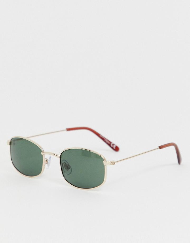 Jeepers Peepers Slim Square Sunglasses In Gold - Gold