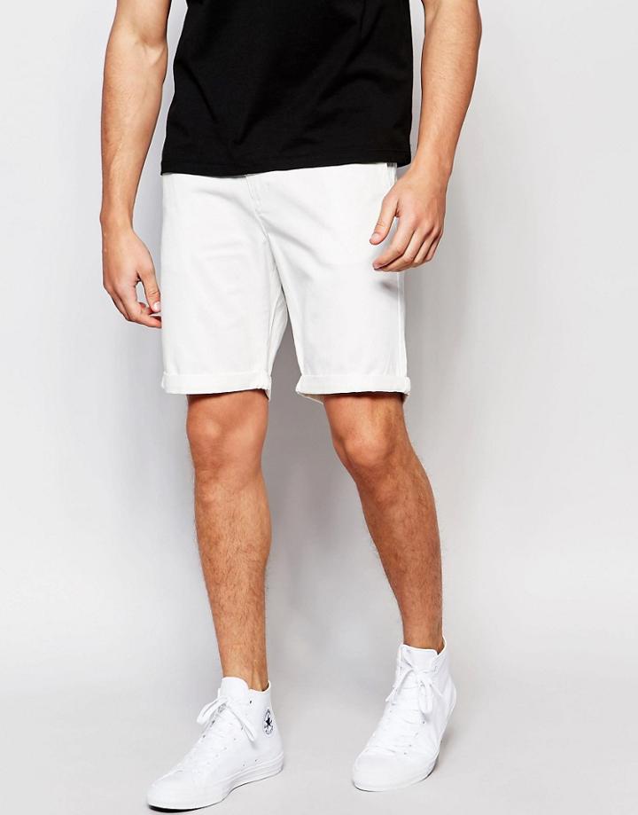 Weekday Acid Slim Chino Shorts In Off White - White