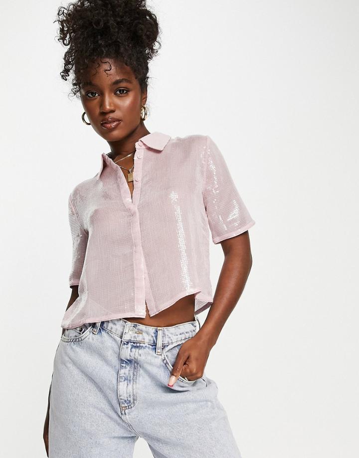 & Other Stories Sequin Shirt In Pink