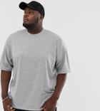 Asos Design Plus Oversized T-shirt With Side Split In Gray Marl - Gray