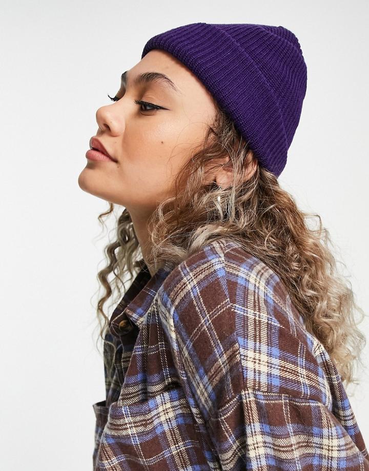 Weekday Stan Recycled Beanie In Dark Purple