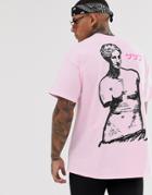 Hnr Ldn Statue Back Print T-shirt In Oversized-pink