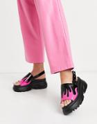 Koi Footwear Ebo Vegan Chunky Sandals With Flame Print In Black