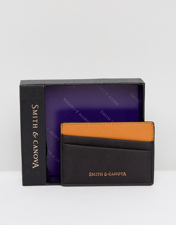 Smith And Canova Contrast Leather Card Holder - Black