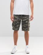 Asos Slim Mid Length Cargo Shorts In Khaki - Green