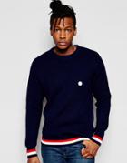 Le Breve Stripe Cuff Sweater - Navy