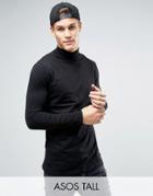 Asos Tall Long Sleeve T-shirt With Roll Neck - Black