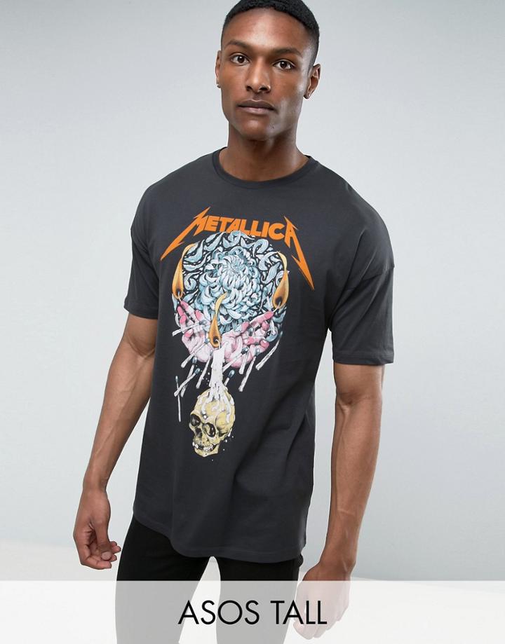 Asos Tall Metallica Oversized Band T-shirt - Gray