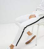 Noak Skinny Pants With Black Side Stripe - White