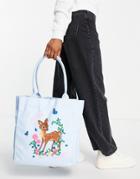 Skinny Dip I'm Fabulous Deer Print Tote Bag In Blue-blues
