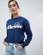 Ellesse Boyfriend Sweatshirt With Front Logo - Navy