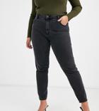 Vero Moda Curve High Waist Ankle Grazer Mom Jean - Black