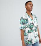 Reclaimed Vintage Inspired Floral Shirt With Short Sleeves - Blue