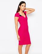 Vesper Mabel V Neck Pencil Dress - Pink