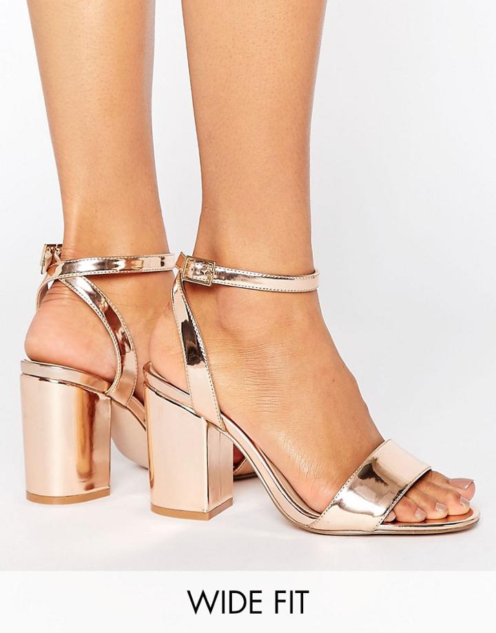 Asos Heron Wide Fit Heeled Sandals - Beige