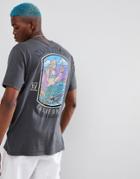 Asos Design Relaxed T-shirt With Mermaid Back Print And Acid Wash - Gray