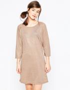 Vila Metallic 3/4 Sleeve Shift Dress - Bronze