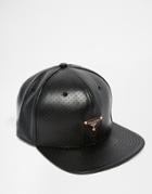 Reason Paterson Cap In Perforated Leather - Black