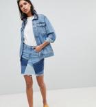 River Island Deconstructed Patchwork Denim Mini Skirt - Blue