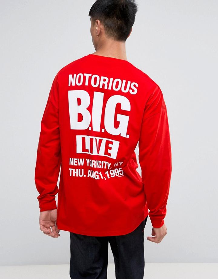 Asos Biggie Smalls Oversized Long Sleeve T-shirt - Red