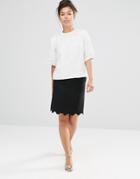 The Whitepepper Scallop Mini Skirt - Black