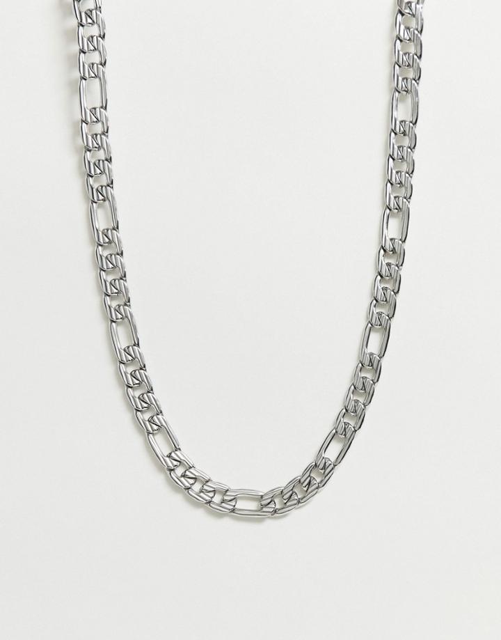 Asos Design Chunky Short Neckchain With Clasp Detail In Silver Tone