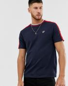 River Island T-shirt With Taping In Navy