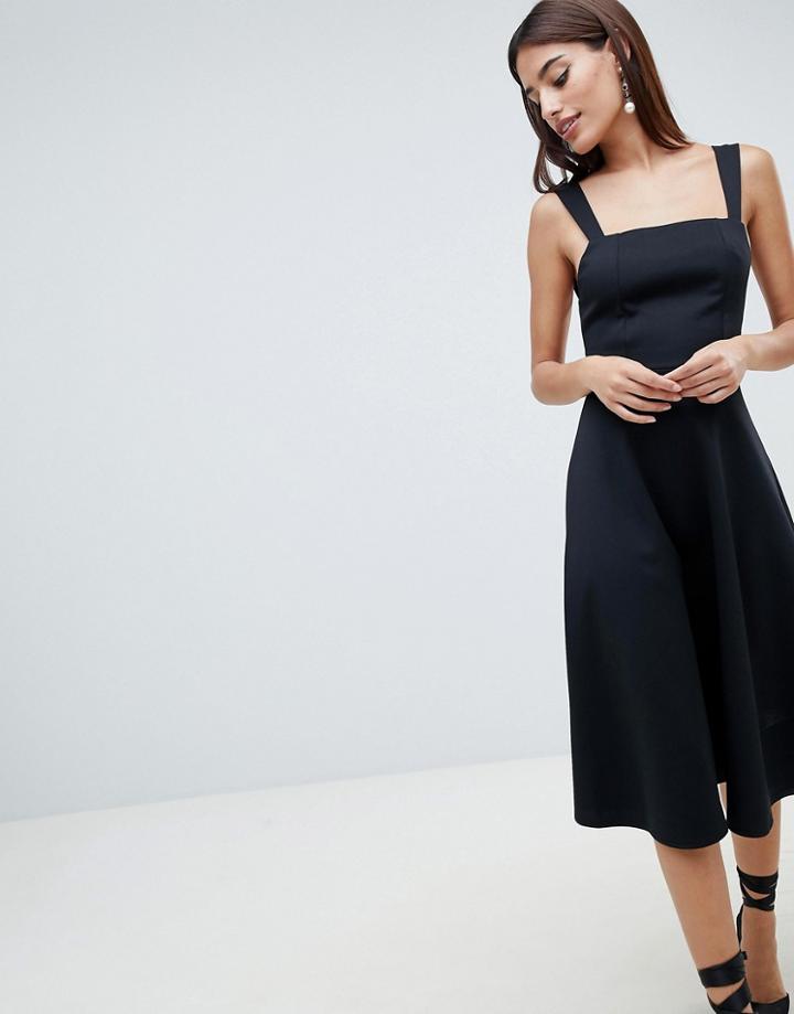 Asos Design Square Neck Midi Prom Dress-black