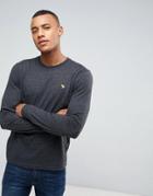 Abercrombie & Fitch Long Sleeve Top Slim Fit Pop Icon Crew Neck In Black - Black