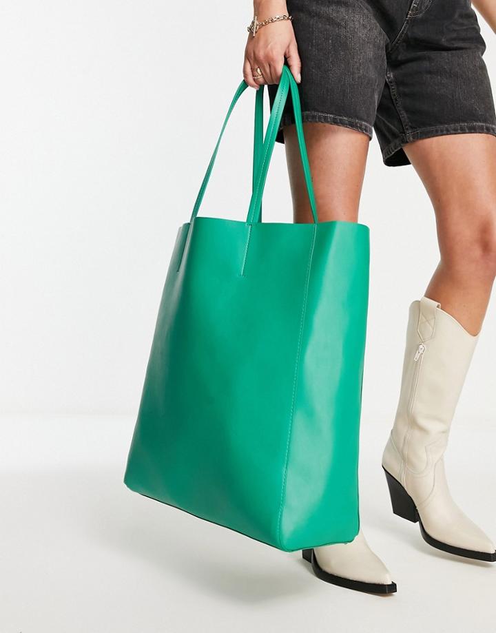 Topshop Oversized Tote In Green