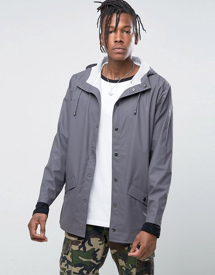 Rains Short Waterproof Jacket In Smoke - Gray