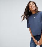 Asos Design Tall Boxy T-shirt With Grown On Neck - Gray