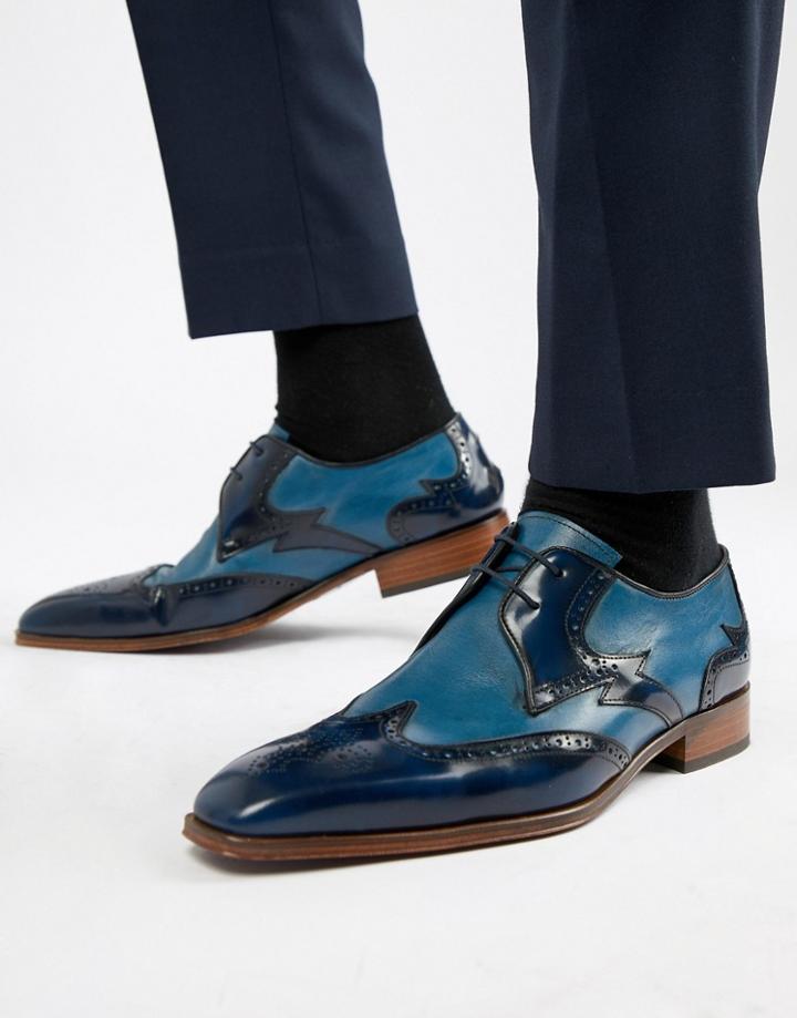 Jeffery West Capone Brogue Shoes In Blue - Blue
