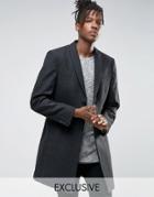 Noak Skinny Smart Overcoat In Dogstooth - Gray