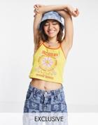 Reclaimed Vintage Inspired Cami Top In Yellow With 70s Floral Bloom Print